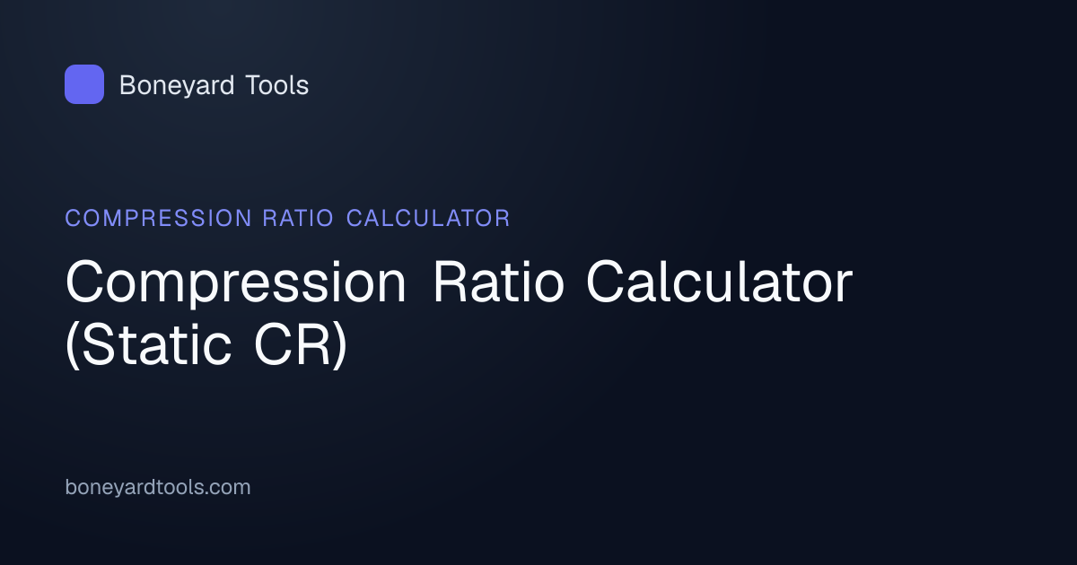 Compression Ratio Calculator (Static CR) | Boneyard Tools