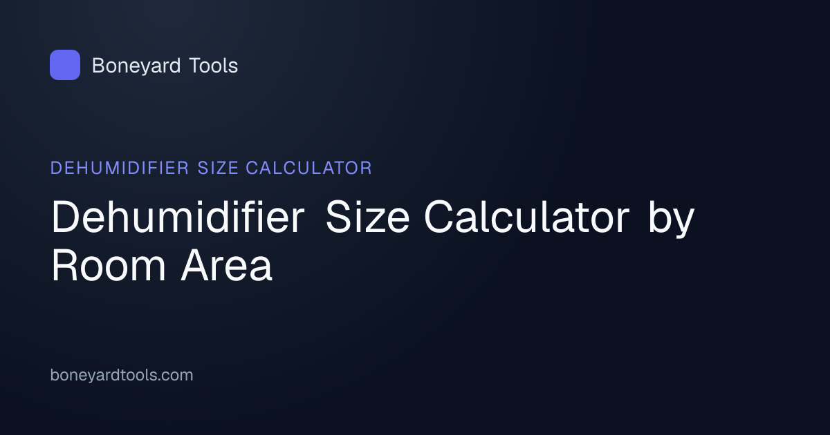 Dehumidifier Size Calculator by Room Area | Boneyard Tools