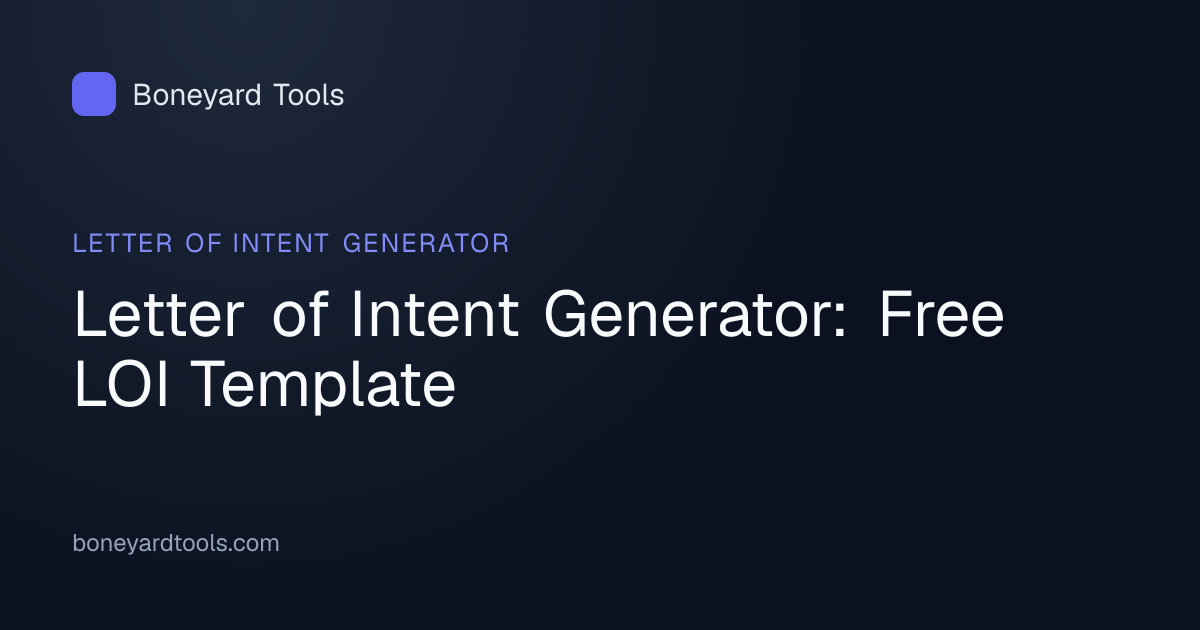 Letter of Intent Generator: Free LOI Template