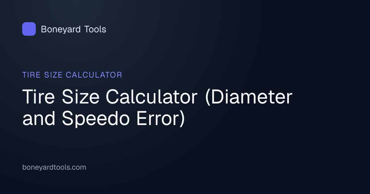 Tire Size Calculator (Diameter and Speedo Error)